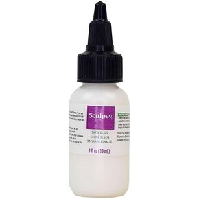 Sculpey® Satin Glaze, Non Toxic, 1 fl oz. Bottle with Precise Flow Twist Cap. Will add a Satin Finish to Your Baked Polymer Oven-Bake Clay Creations! (Pack of 2)
