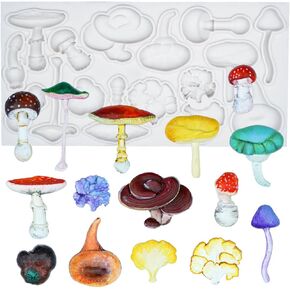 FUNSHOWCASE Life Like Mushroom Polymer Clay Casting Silicone Mold and Veiner for Fondant Cake Decorating, Modelling Chocolate