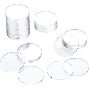 36 Pieces Clear Acrylic Sheet 0.08 Inch Thick Acrylic Disc Blanks Transparent Round Acrylic Sign for Milestone Markers, Name Cards, Cutting and Engraving, Painting and DIY Projects (1 Inch)