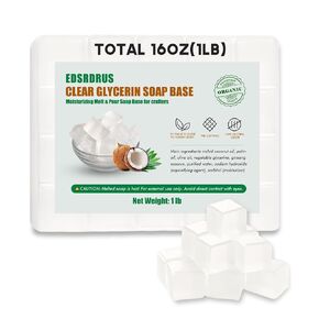 1LB Unscented Glycerin Soap Base DIY Handmade Soap Moisturizing Melt and Pour Soap Base for Crafting, Vegetable Glycerin & Coconut Oil, Easy to Cut (Transparent, 1LB)