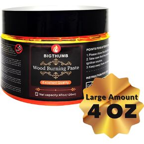Wood Burning Gel Kit 4 OZ | Heat Activated Non-Toxic Paste for DIY Crafting, with Mini Scraper, Template Sticker, Paint Brush - Accurately & Easily Burn Designs on Wood, Canvas, Denim