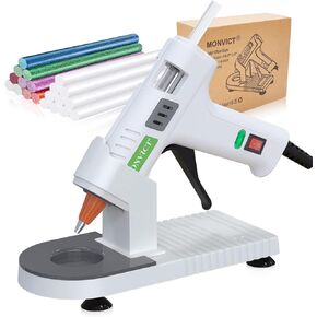 Hot Glue Gun Kit, MONVICT 40W Mini Glue Gun with Fine Tip & 30 Glue Sticks, Suction Cups Stand & Anti Stick Silicone Mat, On/Off Switch Design for DIY, Crafts, Home School Project…