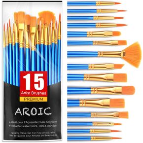 AROIC Acrylic Paint Brush Set,8pack/120pcs Nylon Hair Acrylic Painting Brush,Watercolor Rock Face Painting Brush, Artist Craft Brush Supplies, Paint Brush Set For All Purposes Children Adult painting.