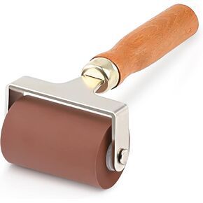 Soft Rubber Roller, Brayer Ideal for Anti Skid Tape Construction Tools, Print, Ink and Stamping Tools(4-Inch, Brown)
