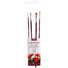 Princeton Velvetouch Long Handle Set, 4 Brushes - Professional Artist Brushes for Mixed Media, Acrylic, Oil.