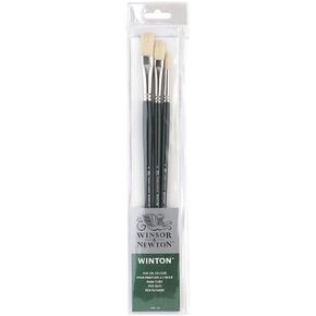 Winsor & Newton Winton Long Handle Brush (5 Pack) (Round 6, Filbert 6, Flat 6, Bright 8, Fan 3)