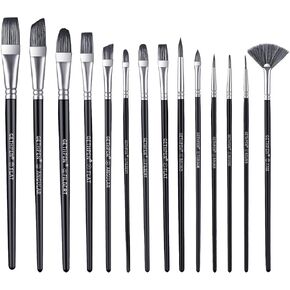 Filbert Paint Brushes Set, 12 PCS Artist Brush for Acrylic Oil Watercolor Gouache Artist Professional Painting Kits with Synthetic Nylon Tips White