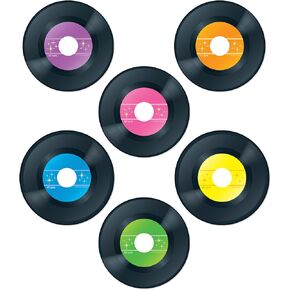 Carson Dellosa 45-Piece Colorful Vinyl Records Bulletin Board Cutouts, Colorful Vinyl Records Cut outs for Bulletin Board, Paper Records, Music Classroom Décor, Record Party Decorations