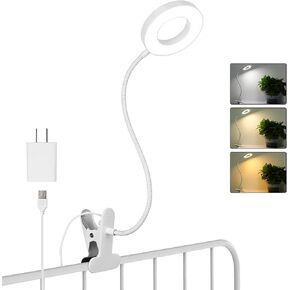Desk Clip on Lamp with 5X Magnifying Glass, 10 Dimmable Brightness, 3 Modes, 5V 2A Adapter, Clamp Light for Reading, Craft, Painting, Close Work, Black