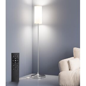 luckystyle LED Floor Lamp for Living Room, Dimmable Standing Lamps with Foot Switch,Remote Custom Color Temperature Black Pole Lamp with Lampshade,12W Led Bulb Tall Lamps for Bedroom Office Kid Room