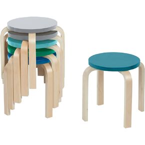 ECR4Kids Bentwood Stackable Stools, Classroom Furniture, Natural, 6-Piece