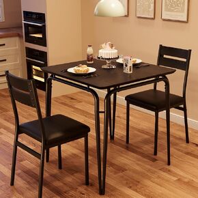 Dining Table for 2, Small Table and Chairs Set of 2, Square Dinette Set for 2, Dinner Table Set, 3 Piece Kitchen & Dining Room Sets for Small Space