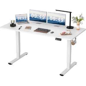 Furmax Electric Height Adjustable Standing Desk Large 55 x 24 Inches Sit Stand Up Desk Home Office Computer Desk Memory Preset with T-Shaped Metal Bracket, Black