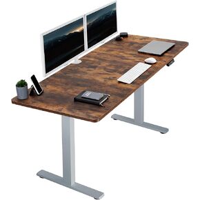 VIVO Electric 60 x 24 inch Standing Desk Workstation, Memory Controller Height Adjustment, 1B Series, One-Piece Black Top, Black Frame, DESK-KIT-1B6B