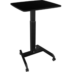 Mount-It! Rolling Laptop Desk Adjustable Height (29.6"-44.2"), Mobile Workstation Cart with 23.6" x 20.5" Desktop, Small Sit-Stand Desk for Home, Office, or Classroom in White