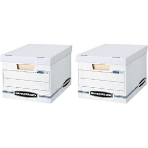 Bankers Box 6 Pack (0071303) STOR/FILE Basic Duty File Storage Boxes, Standard Assembly, Lift-off Lid, Letter/Legal, White/Blue