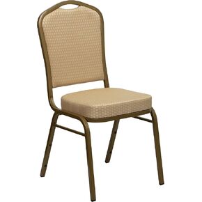 Flash Furniture HERCULES Series Crown Back Stacking Banquet Chair in Black Patterned Fabric - Silver Vein Frame