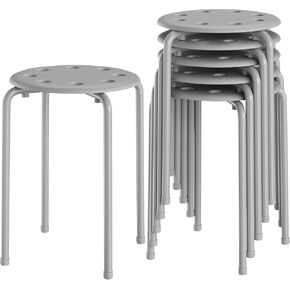 VECELO 6-Piece Stacking Stools, 17.7 Inch Standard Height, Portable Stackable Colorful Decoration Stools for School Classroom and Office Use, Green