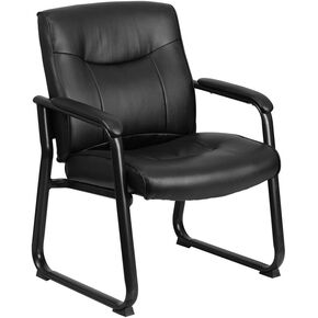 Flash Furniture Hercules Series Big & Tall LeatherSoft Executive Side Reception Chair, Padded Lobby Chair with 500-lb. Static Weight Capacity, Black