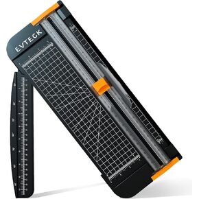 Evteck Paper Cutter 12 Inch Paper Trimmer Slider Crafting Scrapbooking Supplies for A4 Vinyl Photo Cardstock with Security Blade and Foldable Ruler