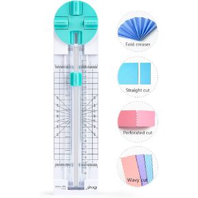 Ecraft Pink Paper Cutter 4-in-1 Paper Trimmer Multi-Function Scrapbooking Tool with Straight, Wave, Perforated & Creasing Blades for Craft Paper,Cardstock, Coupon, Label, Photo,Postcard