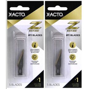 2-PACK - X-ACTO Z Series Light-Weight Replacement Blade, No 11, 4-7/8 in L, Stainless Steel Blade, Gold Hue, 5 blades per pack