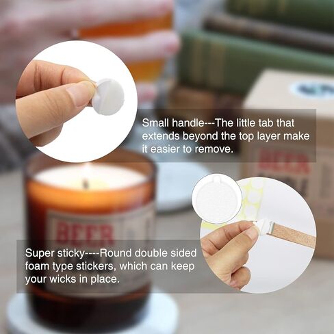 Aubeco 240PCS Candle Making Kit, Candle Wick Stickers, Candle Making Supplies, Double-Sided Stickers with The Little ‘‘Tail’’, Hot Wax Stickers for Candle Making in Kuwait