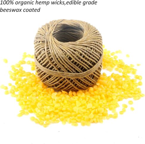 MILIVIXAY Hemp Wick with Natural Beeswax Coating, Edible Grade Beeswax, 200 FT Spool, Standard Size (1.0mm),Unbleached, Un-Dyed and 100% Organic. in Saudi Arabia