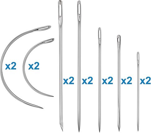 Heavy Duty Hand Sewing Needles Kit, 14 PCS Leather Sewing Needles with 10 Leather Hand Sewing Needle and 4 Curved Needle for Home Upholstery, Leather Needles for Hand Sewing, Carpet Canvas Repair in Kuwait