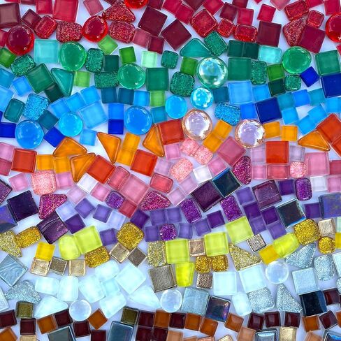 LITMIND 1.1LB Assorted Colors Irregular Crystal Glass Mosaic Tiles - Perfect for Art Crafts, Mosaic Making Projects, Home Decor, and More in Kuwait