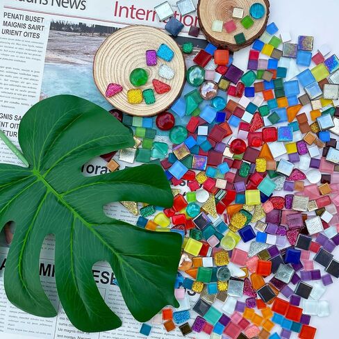 LITMIND 1.1LB Assorted Colors Irregular Crystal Glass Mosaic Tiles - Perfect for Art Crafts, Mosaic Making Projects, Home Decor, and More in Kuwait