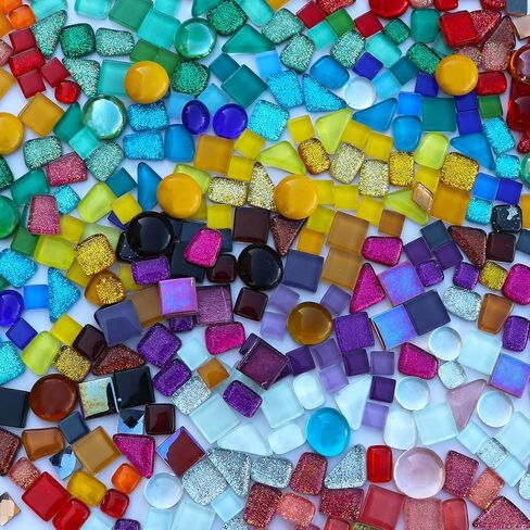LITMIND 1.1LB Assorted Colors Irregular Crystal Glass Mosaic Tiles - Perfect for Art Crafts, Mosaic Making Projects, Home Decor, and More in Kuwait