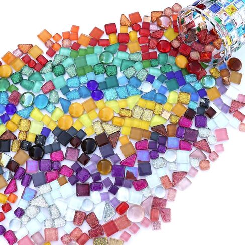 LITMIND 1.1LB Assorted Colors Irregular Crystal Glass Mosaic Tiles - Perfect for Art Crafts, Mosaic Making Projects, Home Decor, and More in Kuwait