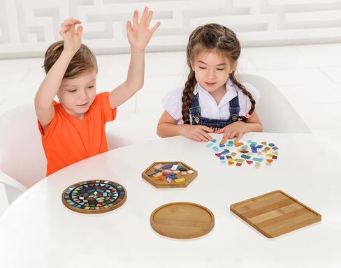 Lanyani 6pcs Wooden Mosaic Base, Various Shapes Substrates for Mosaic Crafts DIY Mosaic Tiles Coaster Base… in Kuwait