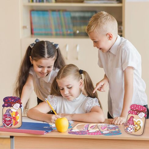 Giiffu 50 Pack Valentines Cards for Kids ، Mason Jar Happy Valentines Cards ، Home Valentine Gifts for Classroom ، Kids Valentines Day Cards for School Exchange Party Favors (الحلوى غير المدرجة) in Kuwait