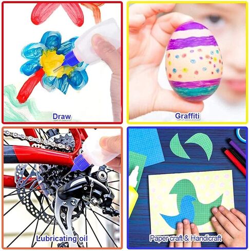 Hulless 6 Pcs 4 Ounce Needle Bottle Plastic Dropper Bottles Multicolor lid in Saudi Arabia