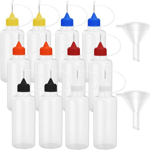 Hulless 6 Pcs 4 Ounce Needle Bottle Plastic Dropper Bottles Multicolor lid in Saudi Arabia