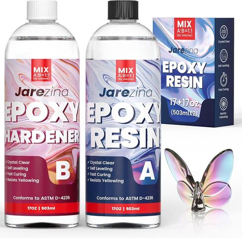 Jarezina 64OZ Epoxy Resin Kit,Crystal Clear Epoxy Resin -Strong and No Bubble，Not Yellowing Art Resin，Self Leveling Easy Mix 1:1,Suitable for Art Casting,DIY,Jewelry Projects, Wood & Resin Molds in Kuwait