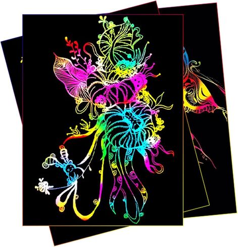 Vanttokeey 50 Sheets A4 Rainbow Scratch Paper, Rainbow Scratch Arts Painting Drawing Paper Scratch Art Paper Scratchboard Scratch Painting for Arts Crafts Drawing (5 Single Color) in Kuwait