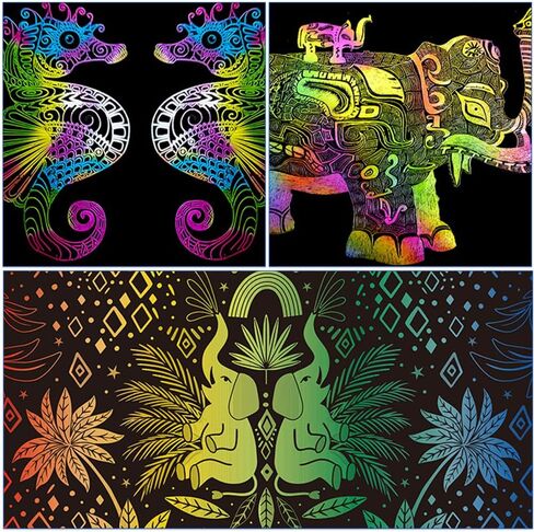 Vanttokeey 50 Sheets A4 Rainbow Scratch Paper, Rainbow Scratch Arts Painting Drawing Paper Scratch Art Paper Scratchboard Scratch Painting for Arts Crafts Drawing (5 Single Color) in Kuwait