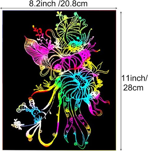 Vanttokeey 50 Sheets A4 Rainbow Scratch Paper, Rainbow Scratch Arts Painting Drawing Paper Scratch Art Paper Scratchboard Scratch Painting for Arts Crafts Drawing (5 Single Color) in Kuwait