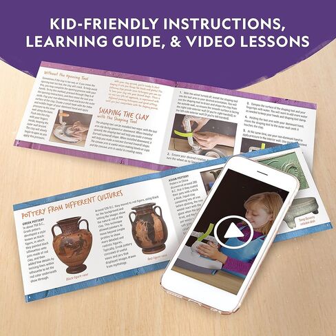 National Geographic Pottery Wheel for Kids-مجموعة كاملة من الفخار للمبتدئين ، محرك المكونات ، 2 رطل. طين جاف ، أدوات الطين النحت ، المئزر والمزيد ، تصميم براءة اختراع ، مجموعة حرفية (Amazon Exclusive) in Kuwait