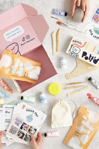 Pott'd Air Dry Clay for Adults. Beginners Home Pottery Kit for Adults. DIY Craft Kit for Adults. Kit Includes: Air-Dry Clay for Adults, Tools, Paints, Brushes, Sealant, How-to-Guides in Kuwait