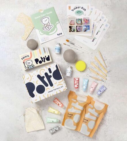Pott'd Air Dry Clay for Adults. Beginners Home Pottery Kit for Adults. DIY Craft Kit for Adults. Kit Includes: Air-Dry Clay for Adults, Tools, Paints, Brushes, Sealant, How-to-Guides in Kuwait