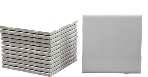 Creative Hobbies 12 Pack of Glossy White Glazed Ceramic Tiles for Alcohol Ink Painting, Decorating, Arts & Crafts, 4.25 x 4.25 Inch Square, Ready-to-Paint Ceramics in Kuwait