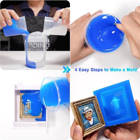 BBDINO Silicone Mold Making Kit,Liquid Silicone for Mold Making 30A Sapphire Blue,High Strength Silicone Rubber Mold Making Kit,1:1 by Volume Ideal for Casting Resin/Jewelry Silicone Molds 4.4 lbs in Kuwait