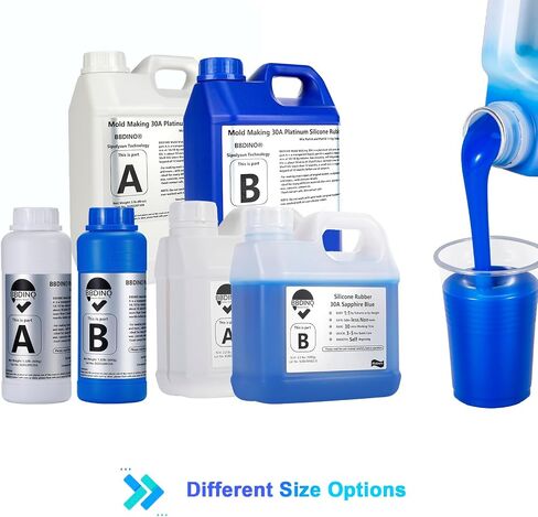 BBDINO Silicone Mold Making Kit,Liquid Silicone for Mold Making 30A Sapphire Blue,High Strength Silicone Rubber Mold Making Kit,1:1 by Volume Ideal for Casting Resin/Jewelry Silicone Molds 4.4 lbs in Kuwait