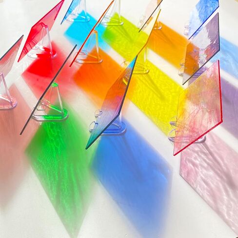 24 Sheets Rainbow Transparent Stained Glass Sheet Value Pack, 6 X 4 inches Cathedral Art Glass Mosaic Tiles for Crafts, Stained Glass Supplies for Stained Glass or Mosaic Projects in Kuwait