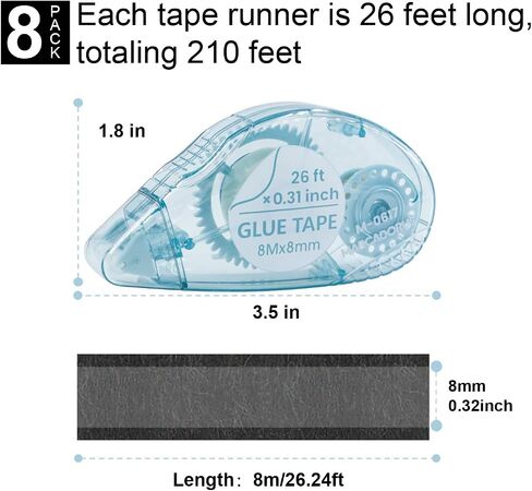 Glue Tape for Scrapbooking, Pack of 4 Scrapbook Tape, Double Sided Tape Roller for Crafts, 26 Ft x 0.31 in Tape Runner, Craft Supplies for Scrapbooking, Gift Wrapping and Photo Tape. in Saudi Arabia