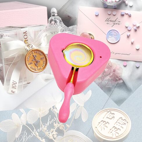 Wax Seal Warmer Wax Seal Kit with Spoon and Tweezers, Great Tool for Melting Wax Seal Sticks Sealing Wax Beads (Pink) in Saudi Arabia